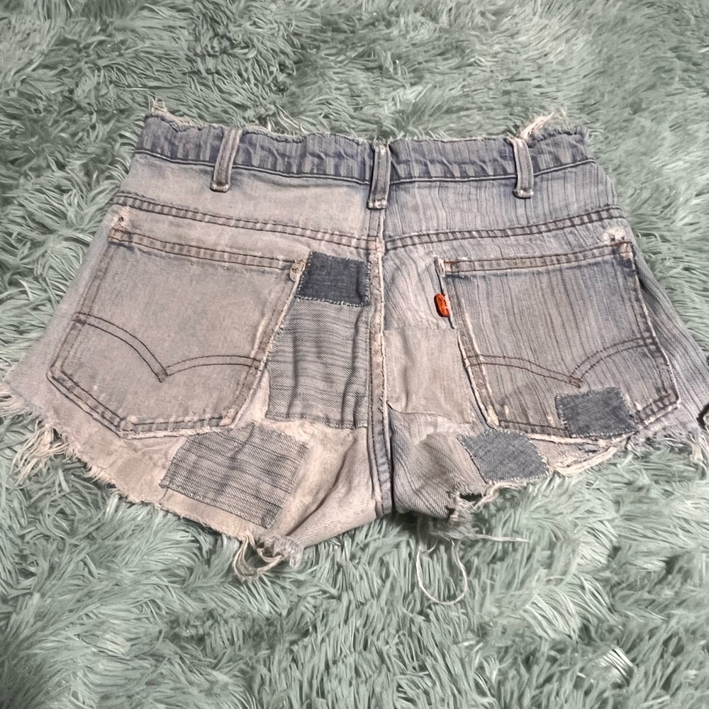 Levi's Light Blue Patchwork Distressed Denim Shorts *70s Vintage* one of a kind
